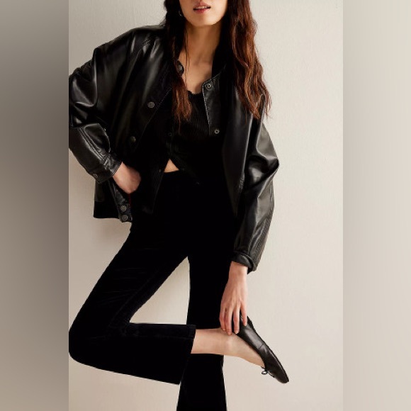 NWT We The Free Free People In My Feelings Velvet Crop Slim Flare Pants Size M - Picture 3 of 14